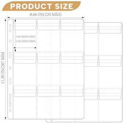 25 Sheets Coin Pocket Pages - 9 Pocket Standard 9-Hole 225 Pockets Inserts Collecting Sleeves for Coins [93mm X 65mm Each Pocket] CS0312509 - color: 9 Pocket(65mm X 93mm Each Pocket), size: 25 Sheets