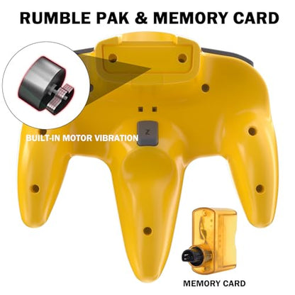 KIWITATA Wireless N64 Controller for Switch Console, 2.4GHZ N64 Remote Joystick Game Controller Compatible with Switch(1,2), Raspberry Pi, MAC, Windows 7/8,10,11 Clear Yellow - color: Clear yellow