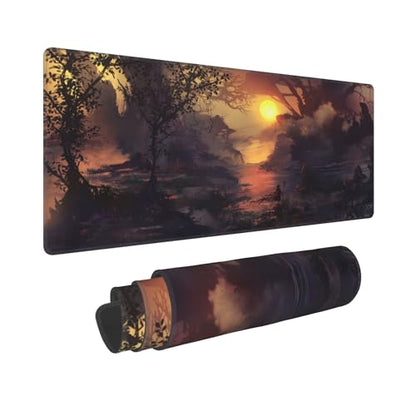 XXL Gaming Mouse Pad 23.6x11.8 inch, Nightfall Lone Warrior Anime Theme Desk Mat, Twilight Ashes Scene Large Mousepad,Fantasy Artistic Keyboard Mouse Mat (Twilight Embers) - color: Twilight Embers