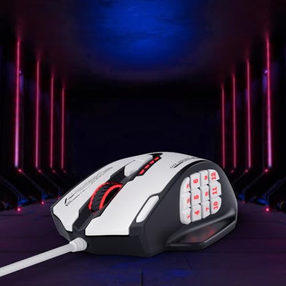 Redragon M908 Wired RGB MMO Gaming Mouse 24000 DPI Remapping Keys | Stable Lag-Free Connection, Redefine Keybinding Macro, Vibing Backlight, Ergonomic Grip Body Comfort - color: Black & White, style: Wired M908