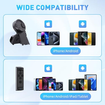 MILOUZ Remote Control Scrolling for Tiktok with Phone Stand,Page Turner for Kindle App E-Book,Bluetooth Camera Shutter Remote for iPhone, Android,iOS,iPad,Tablet (Black) - color: Black