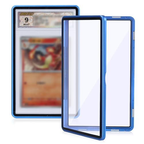 Magnetic Graded Card Case, Premium Aluminum Alloy Protector with 9-Point Lock, Personalized Slab Bumper for 35PT PSA/CSG, Drop-Tested & UV Resistant, Ideal for Display & Long-Term Storage (Blue) - color: Blue, style: PSA Card Case