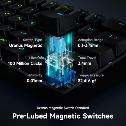 MCHOSE Ace 60 PRO Gaming Keyboard 60 Percent, Hall Effect Keyboard Wired, Magnetic Switch Keyboards Rapid Trigger, 8K Polling Rate, Adjustable Actuation Point, RGB Lighting, HotSwap, Black - color: 60Pro-Black TTC Uranus Switch