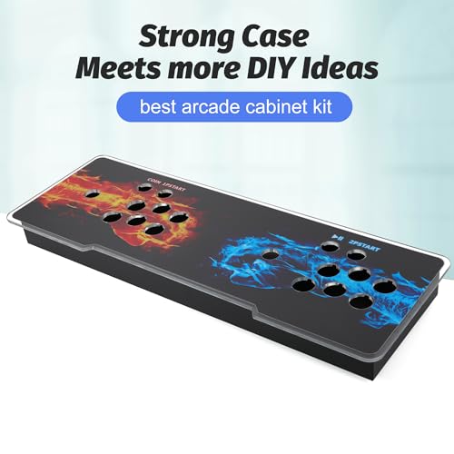 Sturdy DIY Arcade Console Kit - Metal Base and Acrylic Panel, 2 Player Video Game Machine Case, Supports 8 Buttons Each, Compatible with Pandora Kits (Black)