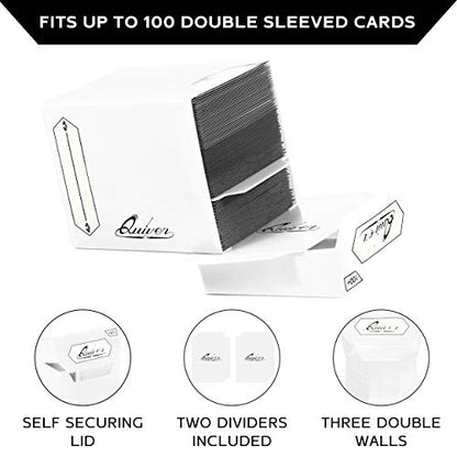 White Trading Card Deck Block & Card Sleeves Bundle Fits Magic: The Gathering Cards & Other TCG - 100+ Standard Deck Box with 2 Dividers and 100 Artemis White Sleeves (66 x 93 mm) | 1 deck box 100+ with 2 dividers and 100 Artemis white sleeves (66 x 93 mm