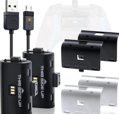 Nyko Xbox One Power Kit Plus - Rechargeable Battery Kit w/ 2 Batteries, Micro-USB Cable for Xbox one Controllers ONLY– Not Compatible w/Xbox S/X – Not Compatible w/Xbox Controllers w/Home Button