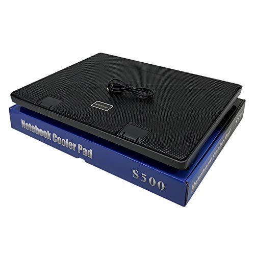 iMBAPrice Black Laptop Cooling Pad, Laptop Cooler with 5 Blue Quiet Fans for 12"-17" Notebook Computer PC Gaming Laptop Fan, Height Adjustable Laptop Cooling Stand Laptop Accessories, 1-Pack