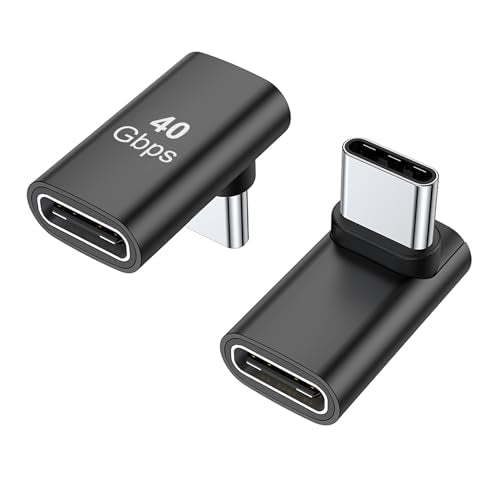 AreMe 90 Degree USB-C Male to Female Adapter, 2 Pack Right Angle 100W Type-C Adapter Extender for Steam Deck, ROG Ally, Switch, Notebook Computers, Tablet and Mobile Phones (Black) - color: Black