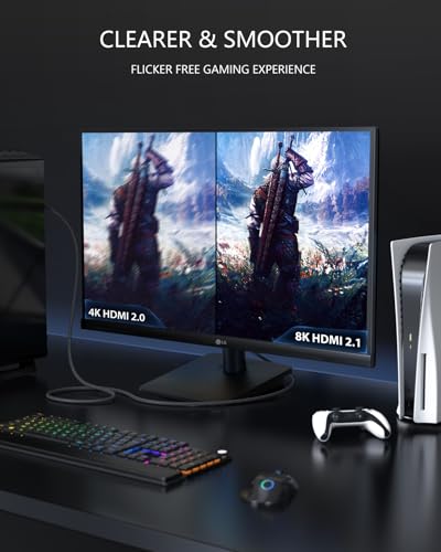 Stouchi Ultra High Speed 48Gbps HDMI Cable, 8K60Hz 4K120Hz, 6ft | Stable HDR | Triple-layer Shielded Braided | Precision-molded Connector | Flexible Routing | Global Recycled Standard - color: Grey, size: 6ft