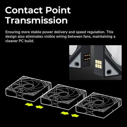 Tryx 120mm Case Fan 1pc Computer ARGB PC Quiet Fan Cooler, Upgraded Pogo-Pin Connection with Magnetic Cable，ARGB Gen2 LEDs，New Version ROTA SL，Black - color: Single Black, size: Regular Fan