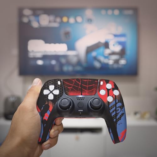 Web Slingeer Custom PS-5 Controller Wireless compatible with Play-Station 5 Console by BCB Controllers | Proudly Customized in USA with Permanent HYDRODIP Printing(NOT JUST A SKIN)(MODDED) - color: Web Slingeer, size: Modded - Front & Back Print