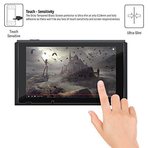 Orzly Glass Screen Protectors Compatible with Nintendo Switch - Premium Tempered Glass Screen Protector Twin Pack [2X Screen Guards - 0.24mm] for 6.2 Inch Tablet Screen on Nintendo Switch Console - size: 6.2"