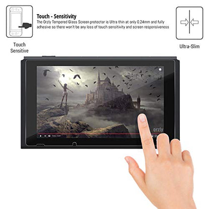 Orzly Glass Screen Protectors Compatible with Nintendo Switch - Premium Tempered Glass Screen Protector Twin Pack [2X Screen Guards - 0.24mm] for 6.2 Inch Tablet Screen on Nintendo Switch Console - size: 6.2"