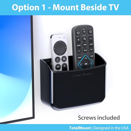 TotalMount Universal Remote Holders – Place on Wall or Back of TV | Designed in the USA – Premium, Black Remote Control Holders (Large, 2 Pack)
