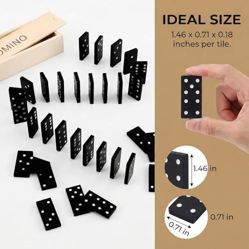 Mini Wooden Dominoes Set for Adults, 1 Pack - Classic Double Six Domino Game in a Wooden Case - Educational Board Games & Activity for Elderly People, Adults - style: 1 Pack