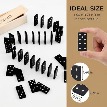 Mini Wooden Dominoes Set for Adults, 1 Pack - Classic Double Six Domino Game in a Wooden Case - Educational Board Games & Activity for Elderly People, Adults - style: 1 Pack