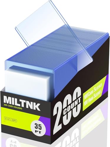 200 Card Sleeves Hard Plastic, Baseball Top Card Holder, Trading Cards Cases Protectors for Sports Football PKM TCG MTG Game Cards (100 Hard Sleeve + 100 Soft Sleeve) - size: 100 Hard Sleeves + 100 Soft Sleeves