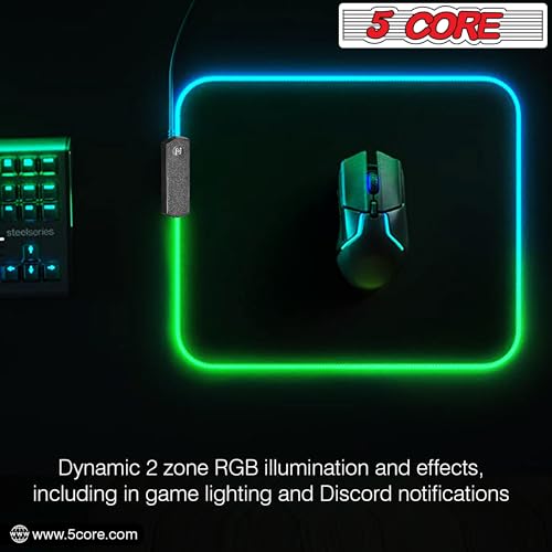 5 CORE RGB Gaming Mouse Pad Medium 11.8x9.8 Inch 12 LED Lighting Modes Desk Mouse Mat Non-Slip Rubber Base Waterproof Mousepad for Gaming MP 300 RGB