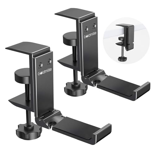 2 Pack Aluminum Headphone Stand Hanger Foldable with Cable Clip - Headset Holder Clamp Hook Under Desk, Save Your Space While Working & Gaming - style: 2 pack