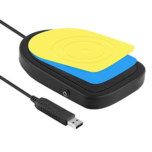 iKKEGOL USB Foot Pedal Switch Gaming, Black Metal Single HID Action Programmable Digital Hand Control Keyboard Mouse with 3 Color Rubber Mat