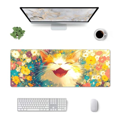 Cute Cat Gaming Mouse Pad Extended Large Mouse Mat 31.5 X 11.8 Inch Nonslip Rubber Base Long Desk Pad Stitched Edges Mousepad Mice Pad for Office Home Game - color: Cute Cat