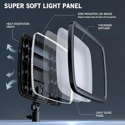 NiceVeedi 14" Soft Streaming Light, Dimmable Desk Ring Light with Clamp, 2700K-6500K/CRI97+/Flexible Arm/Modular Design/Remote, Key Light for Podcast/Home Office/YouTube/TikTok/Makeup/Video Calls