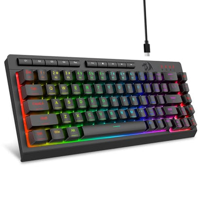 Redragon Wired Gaming Keyboard, RGB Backlit, 60% Compact Membrane Keyboard | Whisper-Quiet with Programmable Macro and Multimedia Keys, Anti-ghosting, Spill Resistant for Win/MAC/PS/Xbox