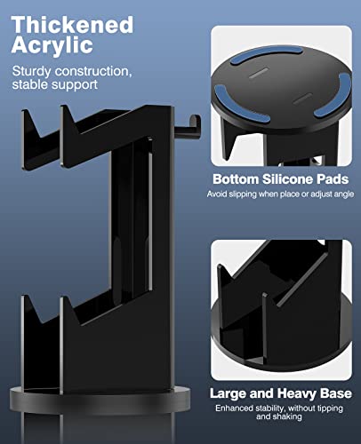 MoKo Universal Game Controller & Headset Stand, 2-in-1 Holder Acrylic | Premium acrylic, crystal clear. 2-in-1 for controller and headset. Non-slip base. Fits Switch, PS5, PS4, Xbox. - color: Black