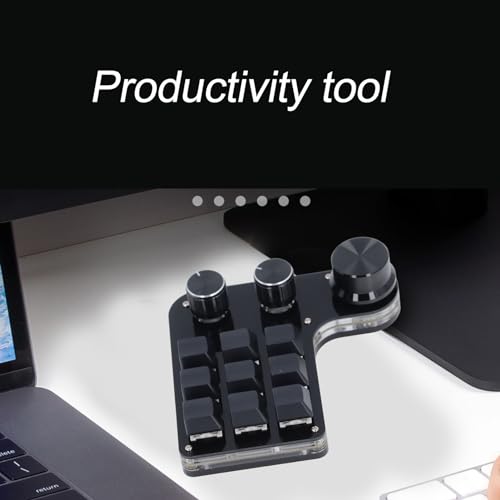 USB Macro Mechanical Gaming Keypad with 9 Programmable Keys, 3 Knobs, Red Switches, RGB LED Backlight & Onboard Storage – Compatible with PC