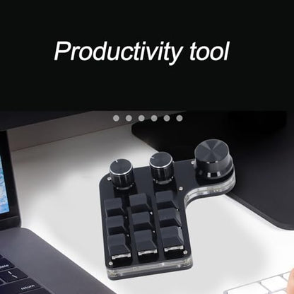 USB Macro Mechanical Gaming Keypad with 9 Programmable Keys, 3 Knobs, Red Switches, RGB LED Backlight & Onboard Storage – Compatible with PC