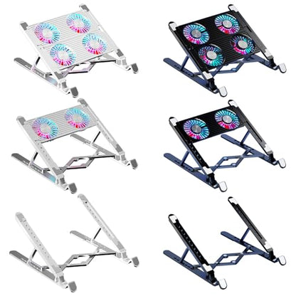 Laptop Cooling Pad LED Gaming Laptop Coolers Quiet Cooling Fan Folding Bracket for Laptop Height Stand - style: BK-C