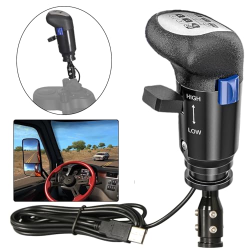 RQG Fits Logitech Shifter, USB Gearshift Knob Fits Logitech G29, G27, G25, G920, ETS2 ATS Shifter, High/Low Gear 18 Speed Truck Simulator PC Win only for Sim Racing Games