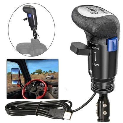 RQG Fits Logitech Shifter, USB Gearshift Knob Fits Logitech G29, G27, G25, G920, ETS2 ATS Shifter, High/Low Gear 18 Speed Truck Simulator PC Win only for Sim Racing Games