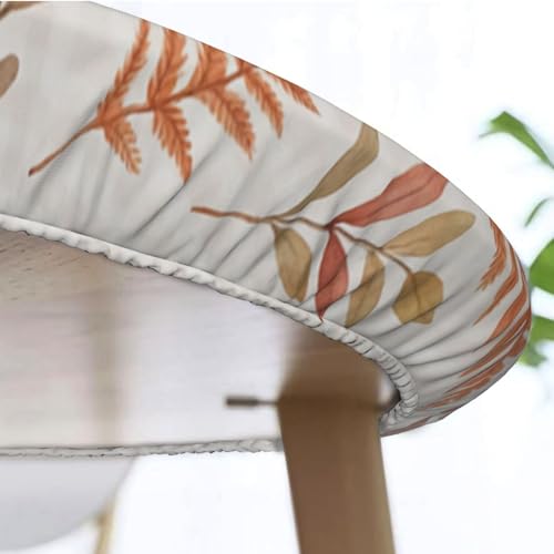 Famame Fall Foliage Sunflower on Plaid Round Fitted Tablecloth with Elastic Protector Table Kitchen Dinner Waterproof Oil-Proof Table Covers Fits 40"-44", Small - color: Fall Foliage Sunflower, size: Small (40"-44")