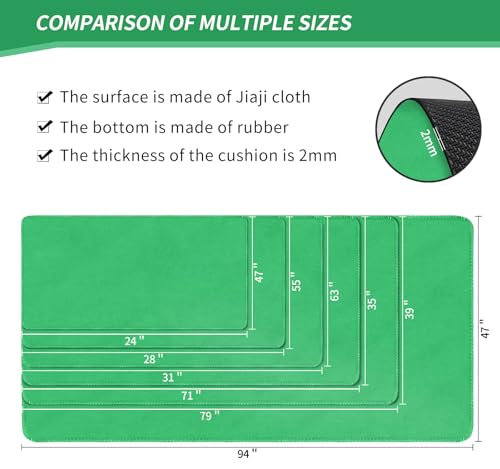 Large Tabletop Game Playmat - Poker, Mahjong, Card and Roleplaying Games - Water and Stain Resistant Non-Slip Desk Mat With Thick Stitched Edge Cushioned Rubber (240 * 120cm * 2mm) Green - color: Green, size: 94.5" x 47.2"