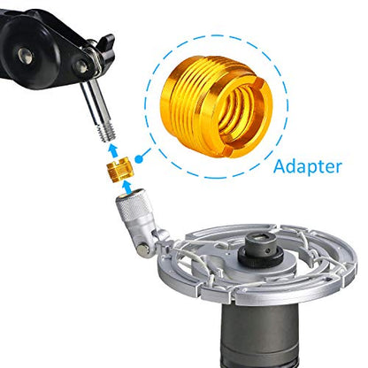 2 PCS Gold Colour Adapter for HyperX QuadCast Mic, Blue Yeti, Rode, Razer, Shure and Most USB Microphone, Shock Mount, Boom Arm Screw Thread Adapter 5/8" Male to 3/8" Female Screw Adapter by YOUSHARES - color: 2PCS
