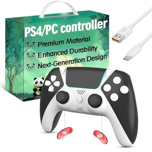 Upgrade for PS4 Controller, Wireless Control for PlayStation 4 Slim Pro PC Steam with 1200mAh, Remote with Dual Vibration Motion Sensor Map Button Turbo Shock ALPS Joystick