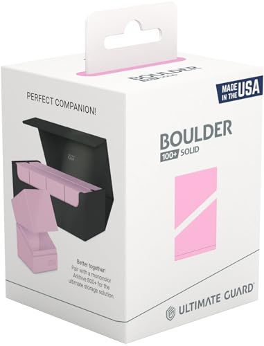 Ultimate Guard Boulder Solid 100+, Deck Case for 100 Double-Sleeved TCG Cards, Candy Pink, Secure & Durable Storage for Trading Card Games, No Transparency - color: Candy Pink