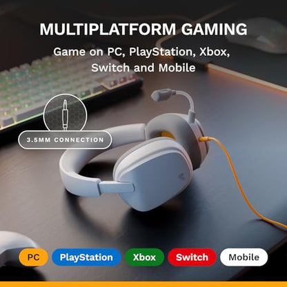 GLORIOUS GHS Eternal - Stereo Gaming Headset for PC, PS5, PS4, Xbox, Switch - Custom Tuned Angled Drivers, Adjustable Crystal Clear Detachable Mic, 3.5mm - Durable, All Day/Night Comfort - White - color: White