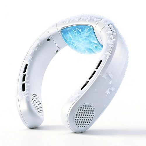Cooling fan neck ac air conditioner, Rechargeable Neck Fan with Semiconductor Cooling Plate, 7000mAh Portable Battery, 3+ Hours Runtime, 360g Lightweight Wearable for Travel, Hot Flashes, and Outdoor.