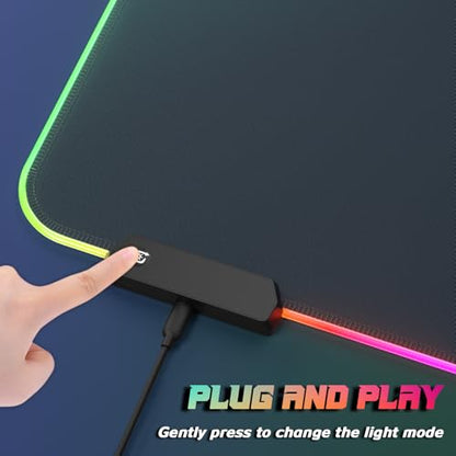 ITNRSIIET RGB Gaming Mouse Pad Full Desk XL Extended Large Gaming Mousepad 12 Lighting Modes, 30% Thicker, Big LED Desk Mat for Keyboard Men Gamers Esport Pros, 32" x 12",Gradual Green - color: Z-gradual Green