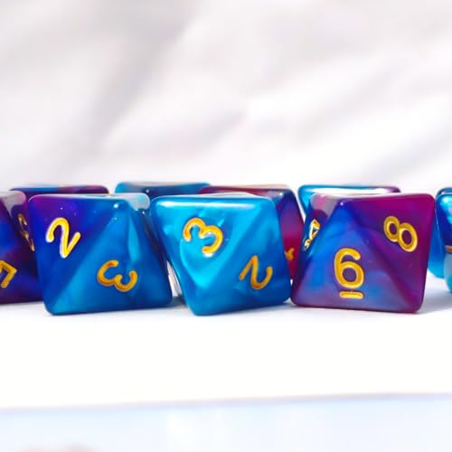 10 PCS D8 8 Sided Dice Set, Polyhedral Number Game Dice for DND RPG MTG Board Game Party Tabletop Accessories (Purple+Blue) - color: Purple+blue