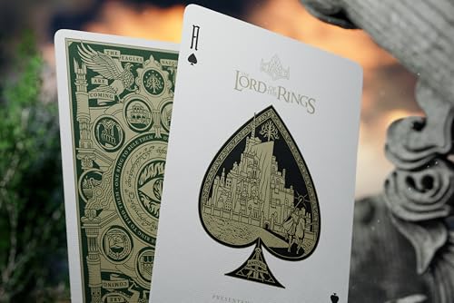 theory11 Lord of the Rings Playing Cards – Green and Gold Middle Earth Poker Deck with Custom Fantasy Artwork, Magic, Cardistry, Game Night Gift for LOTR Fans, Card Collectors, Magicians & Adults