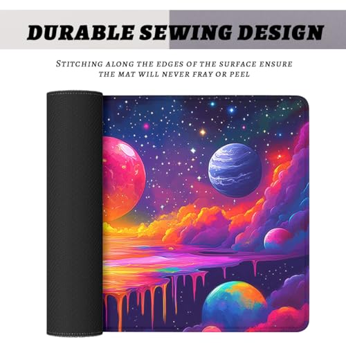 Skull Gaming Mouse Pad Colorful Neon Space Planet Star Rainbow Extended Mousepad Waterproof Stitched Edges Rubber Base Non-Slip Deskmap Computer Keyboard Mat 31.5"x11.8" - color: Skull, size: 31.5L x 31.5W inches