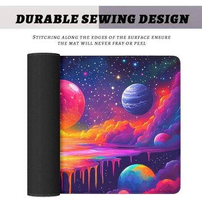 Skull Gaming Mouse Pad Colorful Neon Space Planet Star Rainbow Extended Mousepad Waterproof Stitched Edges Rubber Base Non-Slip Deskmap Computer Keyboard Mat 31.5"x11.8" - color: Skull, size: 31.5L x 31.5W inches