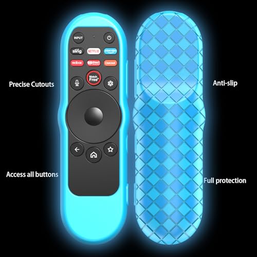 Case Cover for VIZIO XRT270 Smart TV Remote Control Silicone Skin Sleeve with Lanyard Glow in the Dark Blue - color: Sky blue