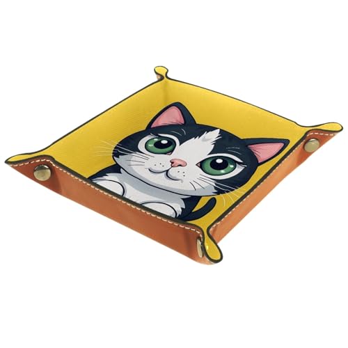 Cute Cat Dice Rolling Tray PU Leather DND & RPG Dice Mat, Portable Dice Rolling Mat Case Storage Box, Folding Scroll Dices Holder Trays for Tabletop Board Game, 8.1"x8.1" - color: Cute Cat, size: 8.1" x 8.1" x 1.2"