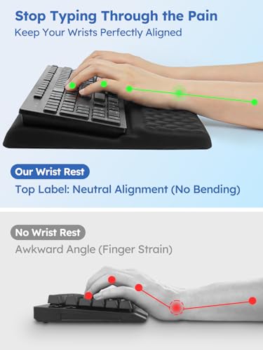 Cirhy 2-in-1 Ergonomic Keyboard Stand and Wrist Rest, Memory Foam, Black | 12.5 and 3 Degree Angle Support, Memory Foam Wrist Cushion, Non-Slip Silicone Base, for Typing, Gaming, Office and Study