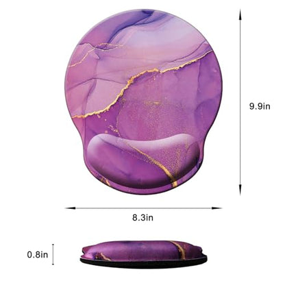 Mouse Pad with Wrist Support, Ergonomic Mouse Pad with Memory Foam Wrist Rest Cushion, Non-Slip Rubber Base Gaming Mice Pad for Home Office Computer Laptop, Purple Marble - color: Purple marble
