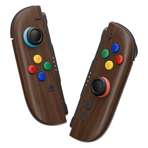 eXtremeRate DIY Replacement Shell Buttons for Joycon 2, Custom Full Set Housing Case + Decorative Strips + Middle Bracket + Buttons for Nintendo Switch 2 Controller - Deluxe Version - Wood Grain - color: Wood Grain